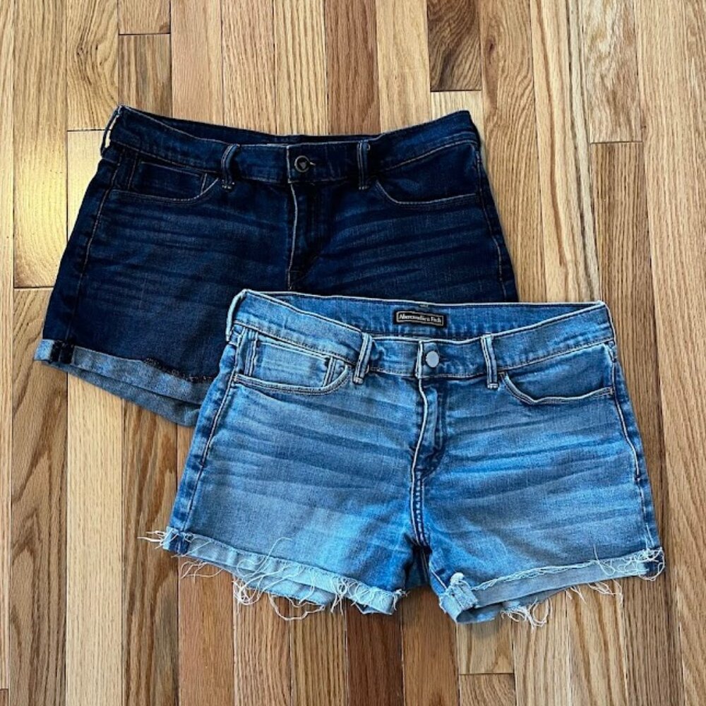 Set of 2 Abercrombie & Fitch Mid-Rise Denim Shorts, Size 28/6